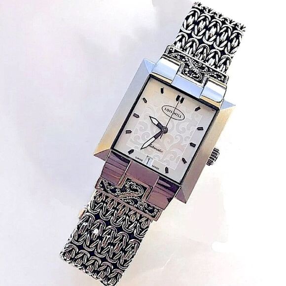LOIS HILL Sterling Silver Bracelet Automatic Swiss Movement Watch NWOT - Picture 10 of 12